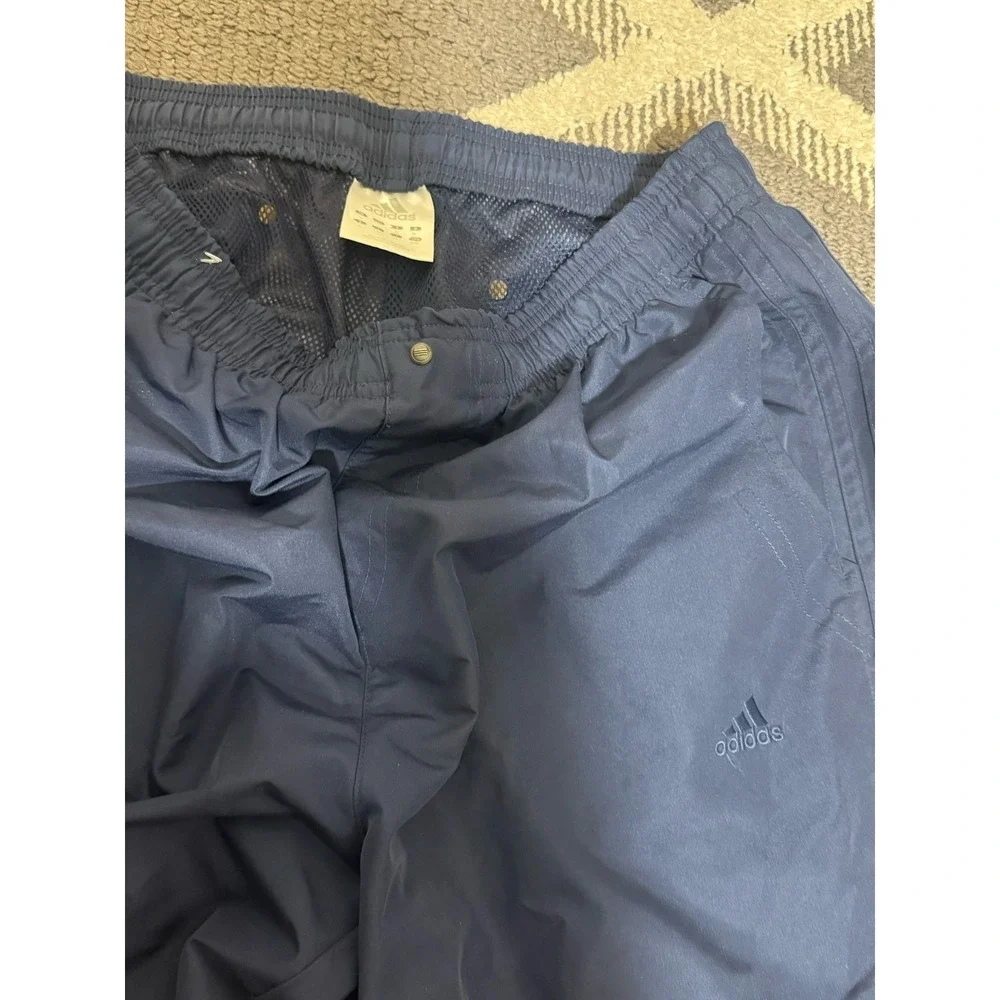 Vintage Adidas Trackpants Navy Blue Mens M Baggy Training Pants Y2K Stylish Mesh